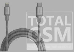 ADAM elements PeAk II C120B Apple iPhone 5 / 5S / SE / 5C / 6 / 6S / 6 Plus / 6S Plus / 7 / 7 Plus / 8 / 8 Plus / X / XS / XS Max / XR / 11 / 11 Pro / 11 Pro Max Lightning/USB-C adat- és töltőkábel MFi 120cm, ezüst