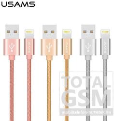 Apple iPhone 5 / 5S / SE / 5C / 6 / 6S / 6 Plus / 6S Plus / 7 / 7 Plus / 8 / 8 Plus / X / XS / XS Max / XR / 11 / 11 Pro / 11 Pro Max USAMS U-KNIT 1M Lightning kábel ezüst
