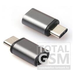  Adapter (microUSB- USB Type-C, töltéshez, adatátvitelhez) szürke
