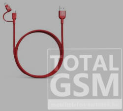 ADAM elements PeAk II Duo Apple iPhone 5 / 5S / SE / 5C / 6 / 6S / 6 Plus / 6S Plus / 7 / 7 Plus / 8 / 8 Plus / X / XS / XS Max / XR / 11 / 11 Pro / 11 Pro Max Lightning-microUSB adat- és töltőkábel MFi piros (1, 2