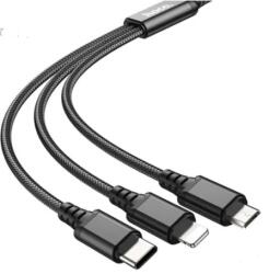 hoco. X76 fekete 3in1 kábel USB A - Lightning / Micro USB / USB C