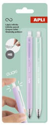 APLI Töltőceruza, HB, nyomógombos, APLI "Infinite Click", lila és zöld (20065) - iroszer24