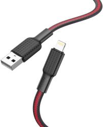 hoco. X69 szövetes adatkábel USB-A - Lightning 2, 4A 1m fekete-piros