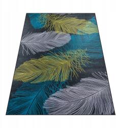 Dywanopol Szőnyeg 120x170 CM Toll Nappaliba Csúszásgátló Bcf Fekete Kék Sárga (HNEW-107-120X180)