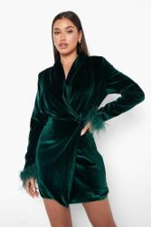 Boohoo Sötétzöld Bársony Ruha (36) (549515)