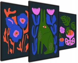  Absztrakt Poszter Vászonkép Triptichon Nyúl Virág 30x40 (Abstrakcja Nowoczesny Plakat Tryptyk 30)