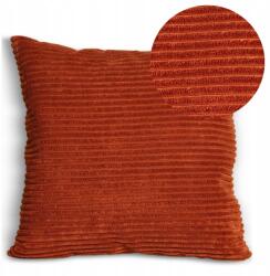  Dekoratív díszpárna, "Jasiek" típusú, 40x40 cm-es, bordázott (sztruks) anyagból, ruda (vörösesbarna) színű, nappaliba vagy fotelbe (Poduszka 40x40 sztruks ruda)
