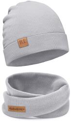 Bubalove Csecsemő sapka hamuszürke csíkos fiú szürke könnyű 40-46 (Czapka i komin dla niemowlaka szary 40-46)