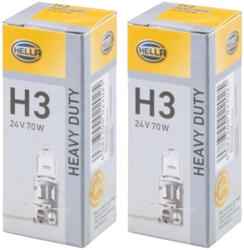 HELLA Set 2 Becuri Halogen H3 HELLA pentru Camioane Utilaje - 24V, 70W (PK22s), Iluminat Simetric (8GH002090-251-2)