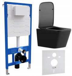 Swiss Meyer Szett: Falsík alatti tartályrendszer Ivona fekete függesztett Wc csészével Swiss Meyer (SM-ZSIC)