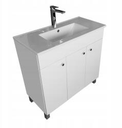 Paplinskimoebel Fürdőszoba szekrény álló mosdóval Fehér fényes lakk a gyártótól 80 (Umywalka z meblem stojącym komoda IGA 80 Biel)