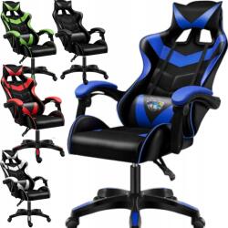 Cerlo Gamer szék számítógépes Forgatható irodai gamer szék Hátmasszázs! (FOX-1 NIEBIESKO-CZARNY)