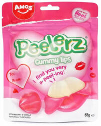 Amos Sweets Peelerz Ajak Formájú Hámozható Gumicukor - Eper-Vanília Ízű 65G (GM65G430)