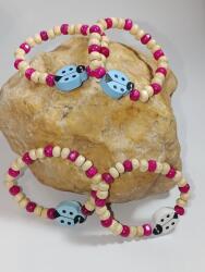 Clickitshop Martisor bratara copii din Lemn Colorat - Petala Roz si Noroc de Gargarita (4008462642413)