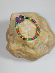 Clickitshop Bratara martisor copii din margele lemn colorate floricica mov, Dansul Culorilor (4002325316718)