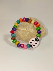 Clickitshop Bratara Martisor Copii - Margele Lemn Buburuza Roz Handmade , zZambet de Gaza (4007010891501)