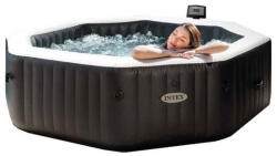 Intex PureSPA Onyx Black Octagon jacuzzi, sóbontó készülékkel, 4 személyes, D201 x 71 cm, fekete / fehér (28458) (28458)