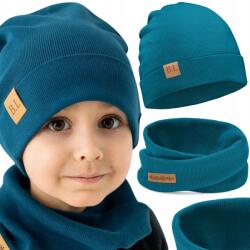 Bubalove Vékony kék kihajtható sapka és kémény újszülötteknek Bl tengeri 36-40 (Czapka i komin dla noworodka 36-40 morska)