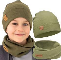 Bubalove Gyerek sapka fiú tavasz ősz Bl khaki oliva 40-46 (Czapka i komin 40-46 oliwka)
