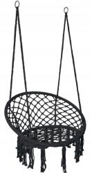 eHokery Függő Fotel Kerti Hinta Gólyafészek Teraszra Erkélyre Fekete (5902340320877)