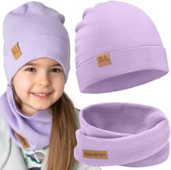 Bubalove Tavaszi sapka és sapka kislánynak Bl lila bordázott 40-46 (Czapka i komin dla dziewczynki fiolet)