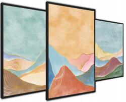  Absztrakt Triptichon Poszterek Pasztell Tájkép 40x50 (40x50 Abstrakcja Tryptyk Obraz 10)