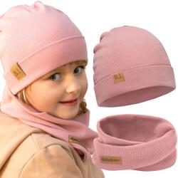 Bubalove Rózsaszín sapka és kémény kislánynak újszülött szett 36-40 cm (Czapka i komin różowy peonia BL 0)