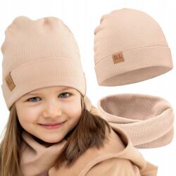 Bubalove Csecsemő sapka kéményes tavaszi bordázott pamut Bézs 40-46 cm (Komplet czapka i komin BL beż 40-46)