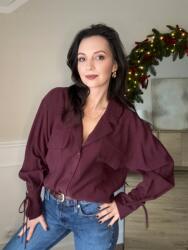  Le Pari női ing, Univerzális méret, Bordó, ujjánál megkötős