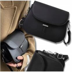 EdiBazzar Fekete Kis Kézitáska Postás Táska Bőr Válltáska Női Flip-flop Elegáns (Czarna mała torebka skórzana listonoszka)