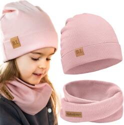 Bubalove Lány sapka és sapka szett pamut világos rózsaszín 40-46 cm bubalove (Komplet czapka i komin 40-46 jasny róż)