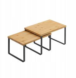 VASAGLE Két polcos konyhai rendszerező szett fém/bambusz (KCS02NBV1)