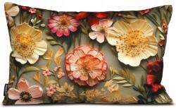  Dekoratív párna nappaliba, díszpárna, "Jasiek" típus, 60x40 cm, modern mintával (Poduszka 60x40 tk. kwiaty ciemne 22801-1001)