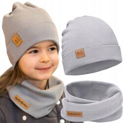 Bubalove Tavaszi újszülött sapka kitekerhető pamut szürke puha 36-40 (Czapka i komin dla niemowlaka szary 36-40)