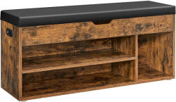 Brius Pantofar cu banca capitonata, 3 compartimente, sarcina 150 kg, 30x100x44 cm, vintage, maro rustic (EZ-LHS130B01) Pantofar