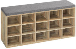 Brius Banca pantofi cu sezut si perna, 15 compartimente deschise, PAL, 105x30x48 cm, gri stejar (EZ-LHS015T60) Pantofar