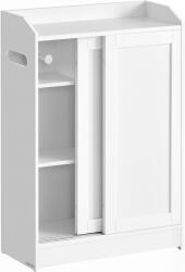 Brius Dulap baie ingust, cu suport hartie igienica si compartiment perie WC, usi glisante, rafturi reglabile, 20x60x80 cm, alb (EZ-BBC752W01)