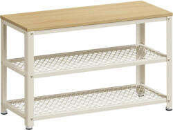Brius Banca pantofi 2 rafturi cadru metalic sezut pal industrial, 73x30x45 cm, depozitare, stejar alb (EZ-LBS073W09) Pantofar