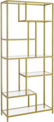 Brius Biblioteca cu 6 polite din sticla securizata si cadru din otel, 80x30x180 cm, auriu (EZ-LGT502A01) Raft