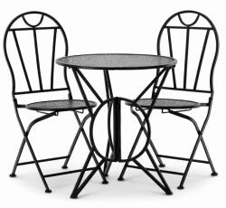 Brius Set mobilier gradina metalic masa 60x60 si 2 scaune vintage, 50x40x94 cm, pliabil, negru mat (GOM-8244)