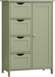 Brius Dulap depozitare baie mdf 4 sertare usa rafturi reglabile, 30x55x82 cm, stil shaker, verde (EZ-LHC041C02)