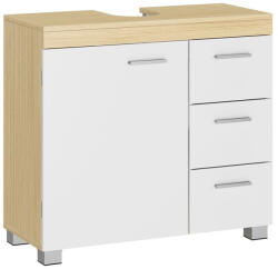 Brius Dulap lavoar baie cu 3 sertare si 2 compartimente, MDF, 30x70x64 cm, alb si bej (EZ-BBK503K01)