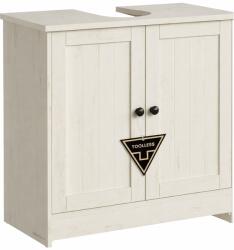 Brius Masca baie suport lavoar raft reglabil stil rustic modern, 60x30x61 cm, montaj rapid, alb rustic (EZ-BBC223WJ01)