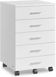 Brius Dulap mobil rollbox 5 sertare cu roti cadru pal, 42x40x66 cm, organizare birou, alb (EZ-OFC081W01)
