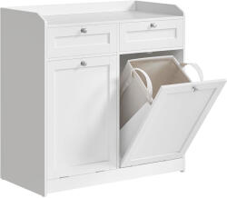 Brius Dulap baie de podea, 2 cosuri de rufe integrate cu saci detasabili, 2 sertare, 79x40x80 cm, alb (EZ-BBC751W01)