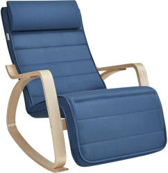 Brius Scaun balansoar din lemn, suport picioare reglabil, maxim 150kg, 122x67x84 cm, albastru inchis (EZ-LYY010QP01)