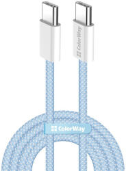 ColorWay Kábel Type-C CW-CBPDCC061-BL, fonott pamut, PD Fast Charging 60W, 3, 0A 1M kék (CW-CBPDCC061-BL)