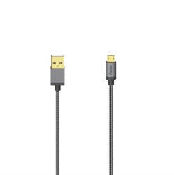 Hama 200500, Micro Usb Kábel, 480 Mbps, Metál, 0, 75 M, Fekete (00200500)