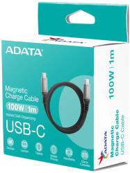 ADATA kábel USB 3.2 - USB TypeC - TypeC 1m műanyag fekete, mágneses (CACCU3-100W-100AN-BK)