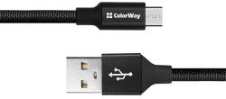 ColorWay Kábel, USB CW-CBUC048-BK, Type-C 2.4A 25CM fekete (CW-CBUC048-BK)